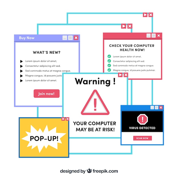 Warning pop up with flat design