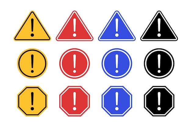 Free Vector warning sign set multiple styles and shapes