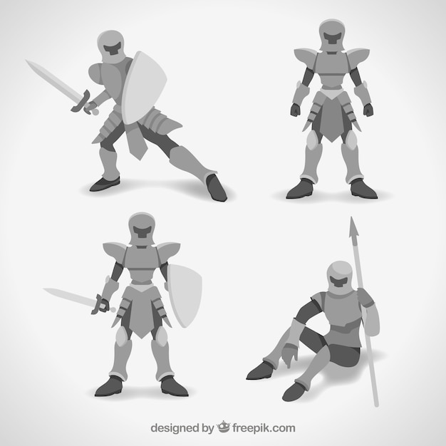 Free vector warrior in different positions