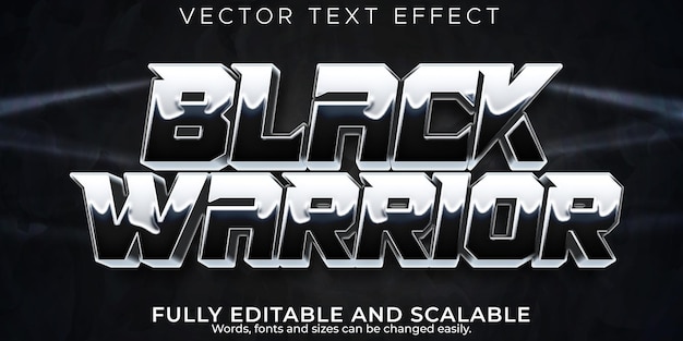 Free Vector warrior text effect, editable black and white text style