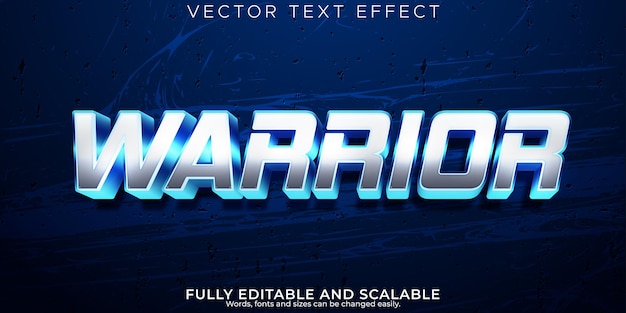 Free Vector warrior text effect editable metallic and steel text style