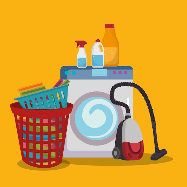 wash machine with laundry service icons