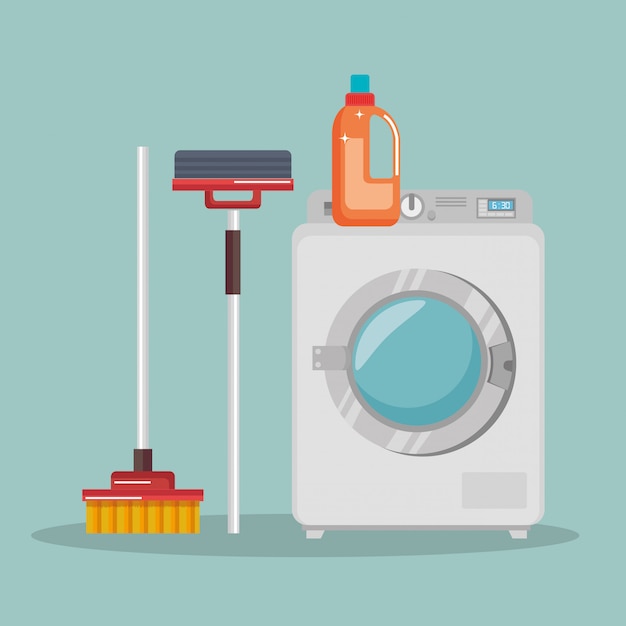 Free vector wash machine with laundry service icons