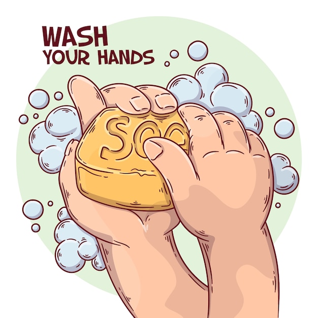 Wash your hands illustrated concept