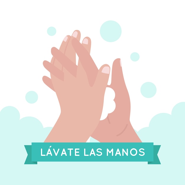 Free Vector wash your hands illustration with lettering