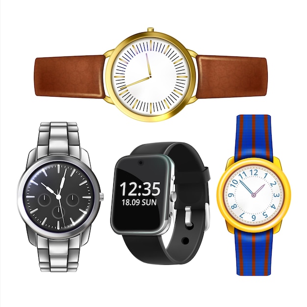 Free Vector watch male female kid set 3d realistic vector