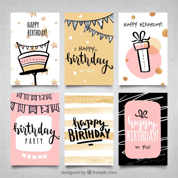 Water color girls birthday cards collection