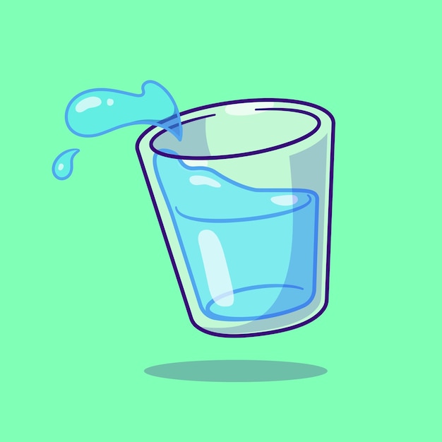 Free Vector water in glass cartoon vector icon illustration drink object icon isolated flat vector