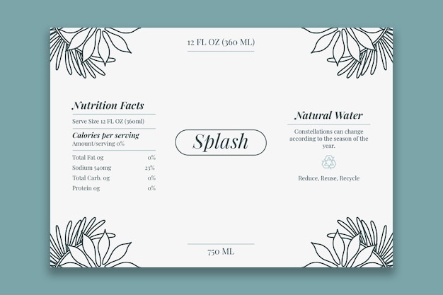 Water label template design