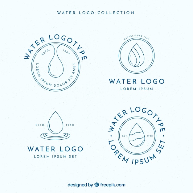 Water logos collection for companies in flat style