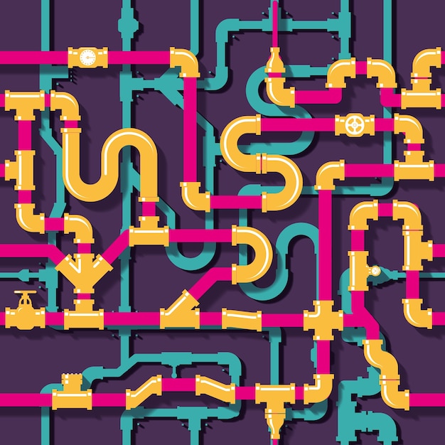 Free Vector water piping. pipeline and tube, industrial construction illustration