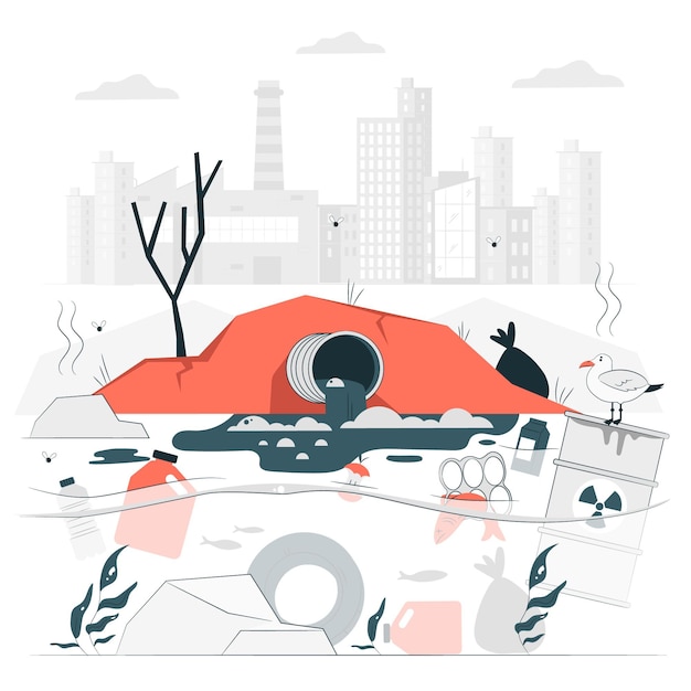 Water pollution concept illustration