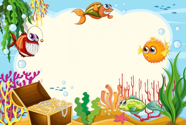 Under water scene background with copyspace