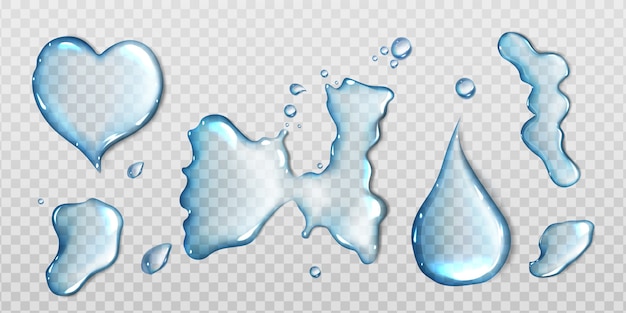 Water spills isolated on transparent background