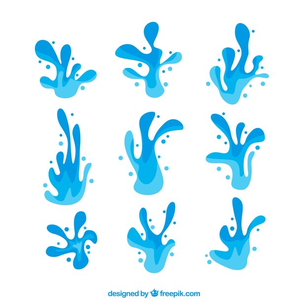 Water splash collection in flat style