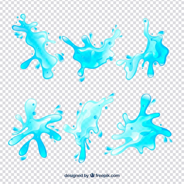 Free vector water splash collection in realistic style without background