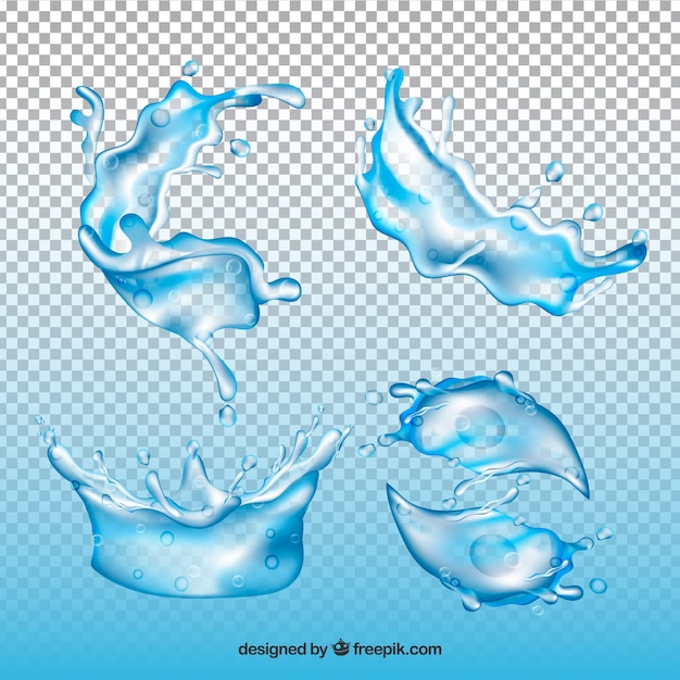 Free Vector water splash collection in realistic style without background 