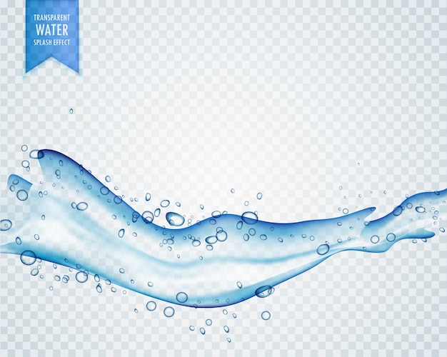 Water splash with bubbles on transparent background