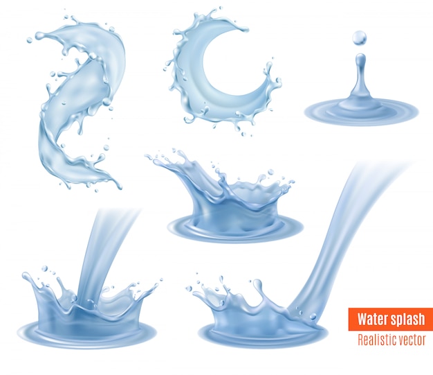 Water Splashes Realistic Set 