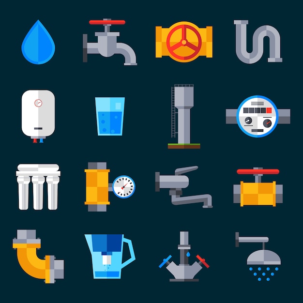 Free Vector water supply icons