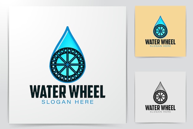 Water wheel and oil, water drop logo Ideas. Inspiration logo design. Template Vector Illustration. Isolated On White Background