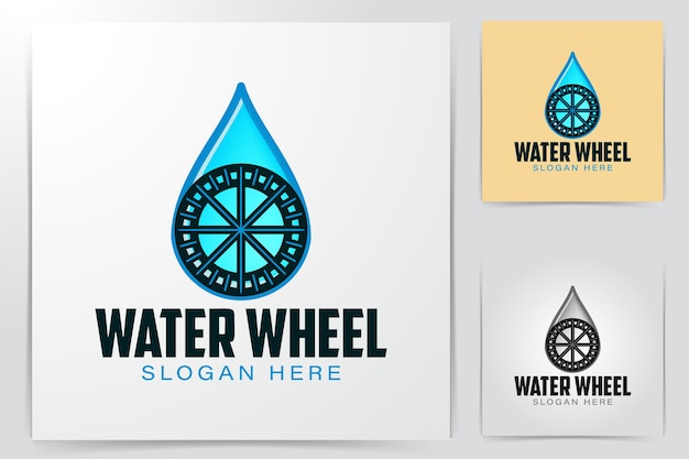 Water wheel and oil, water drop logo Ideas. Inspiration logo design. Template Vector Illustration. Isolated On White Background