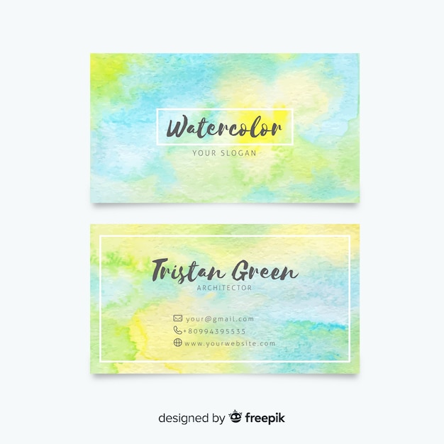 Watercolor abstract business card template