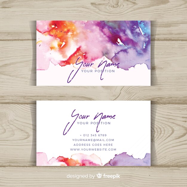 Watercolor abstract business card template