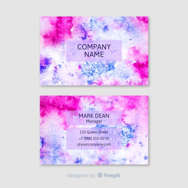 Watercolor abstract business card template