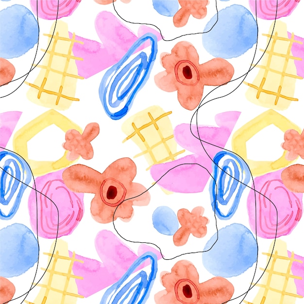 Watercolor abstract doodle pattern design