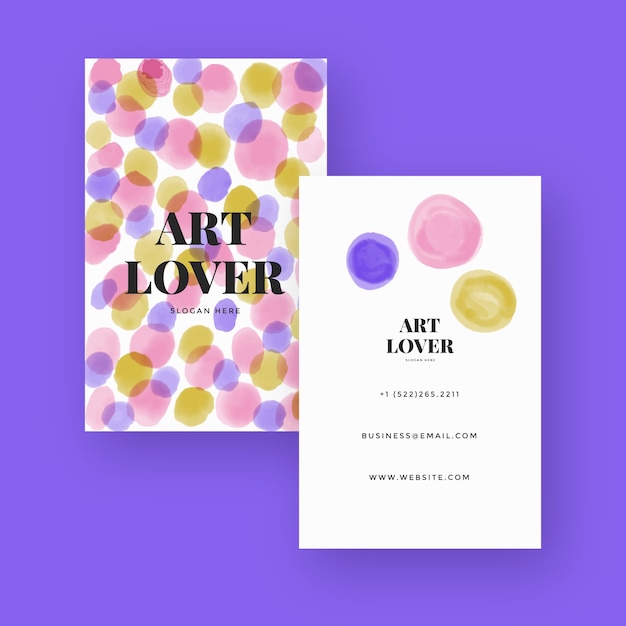 Free Vector watercolor abstract double-sided vertical business card template