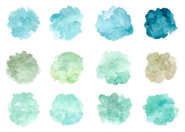 Free Vector watercolor abstract green stain collection