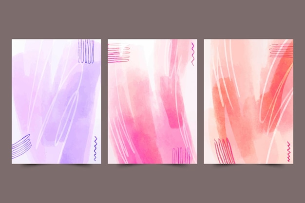 Watercolor abstract hand drawn cover collection