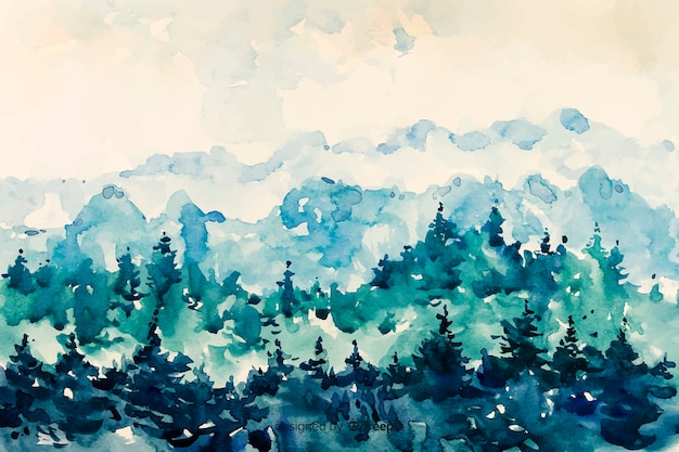 Watercolor abstract landscape background