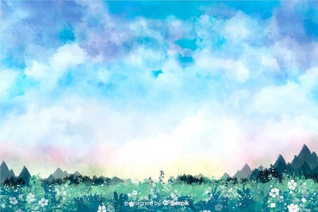 Watercolor abstract landscape background