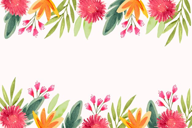 Watercolor abstract summer flowers background