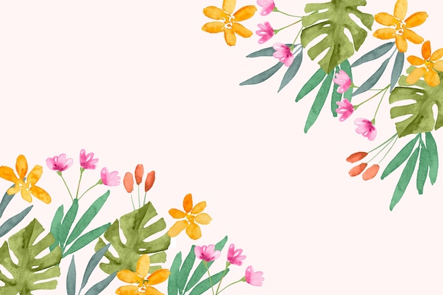 Watercolor abstract summer flowers background