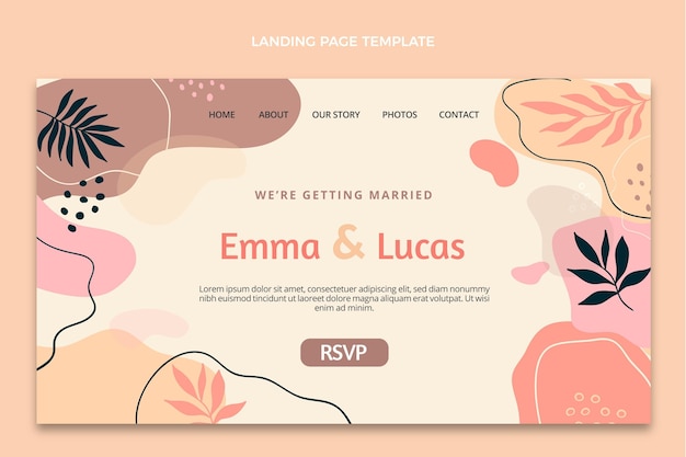 Free vector watercolor abstract wedding landing page