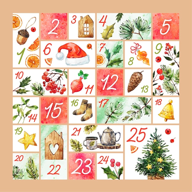 Watercolor advent calendar