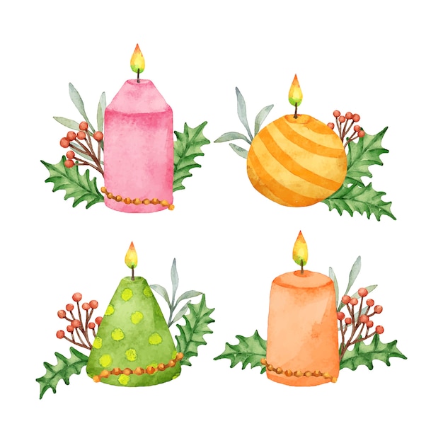 Watercolor advent candles collection