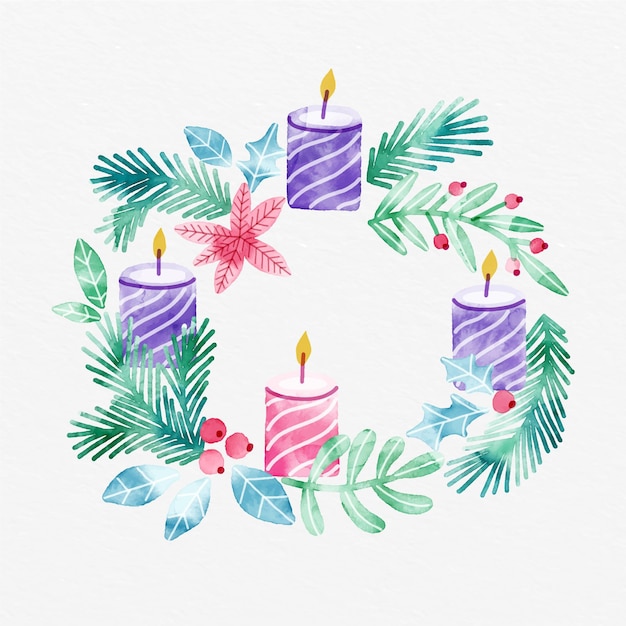 Watercolor advent wreath concept