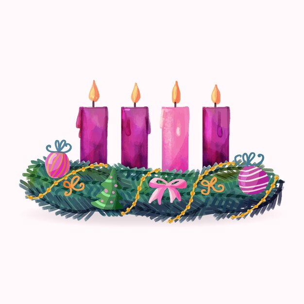 Watercolor advent wreath