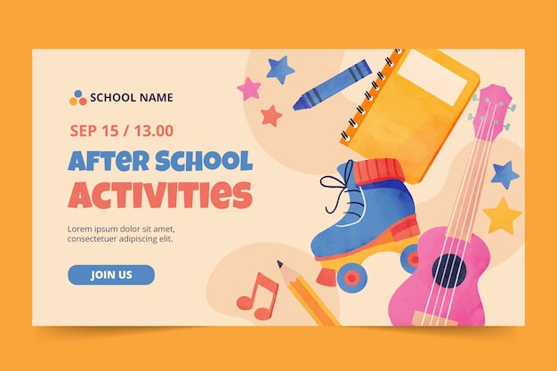 Free Vector watercolor after school activities webinar template