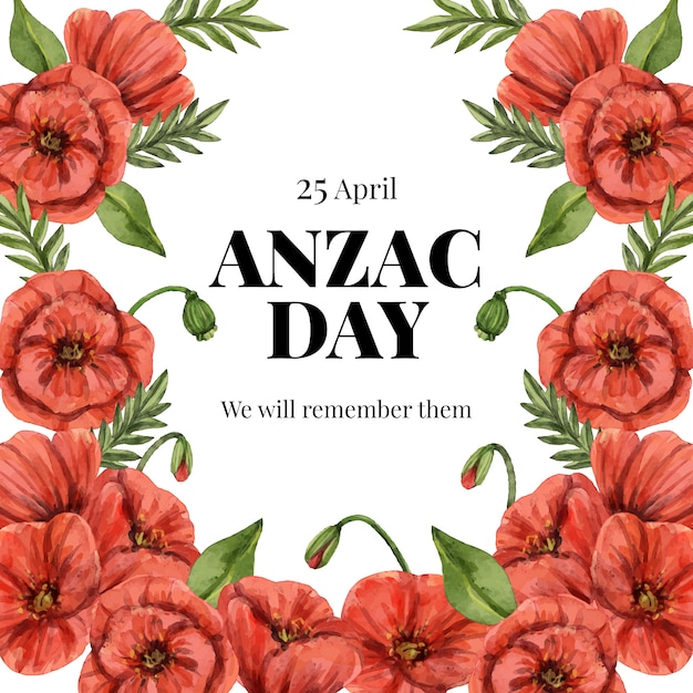 Free Vector watercolor anzac day illustration