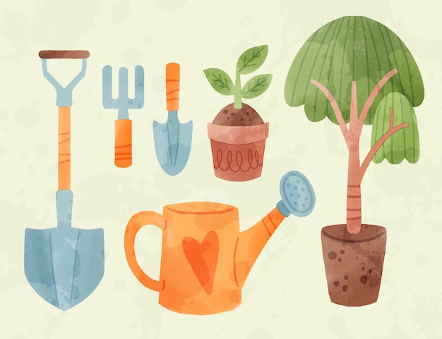 Free Vector watercolor arbor day elements collection