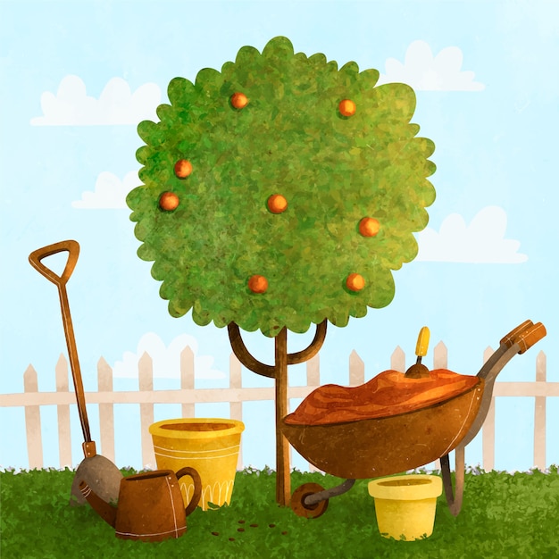 Free Vector watercolor arbor day illustration