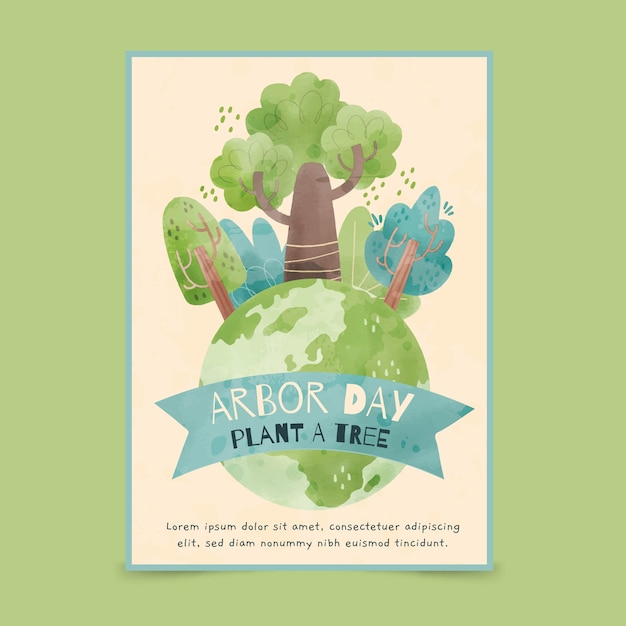 Free Vector watercolor arbor day vertical poster template