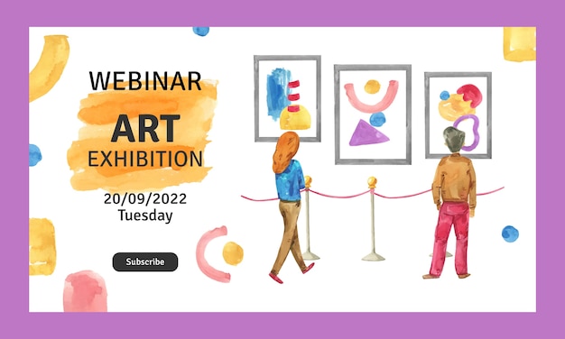 Watercolor art exhibition event webinar template