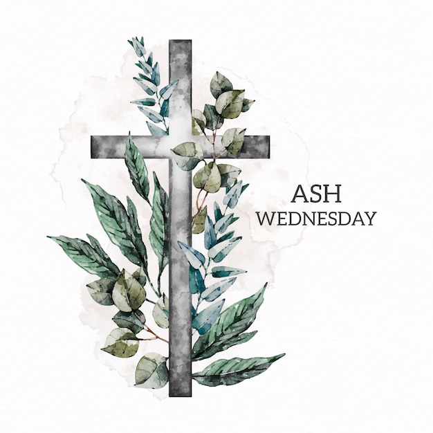 Free vector watercolor ash wednesday illustration