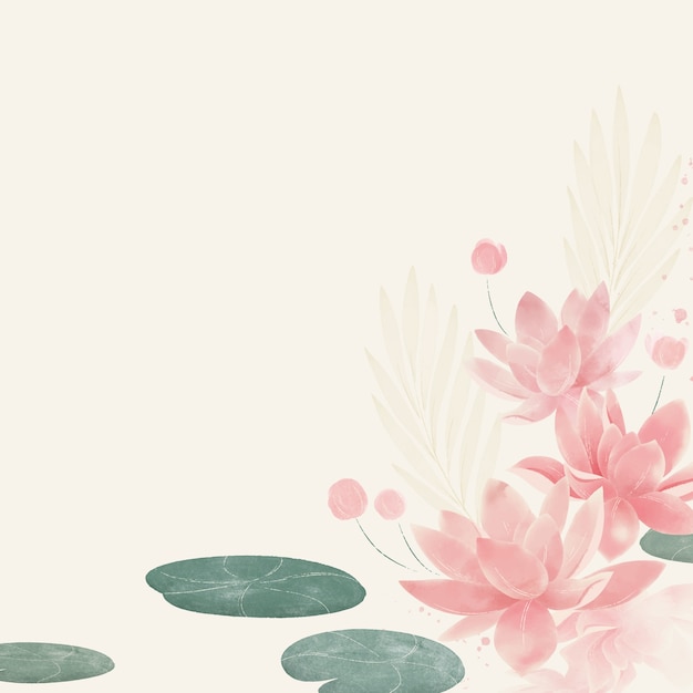 Watercolor asian flowers illustration